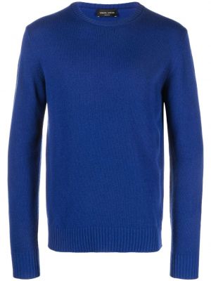 Kašmírový sveter z merina s okrúhlym výstrihom Roberto Collina modrá