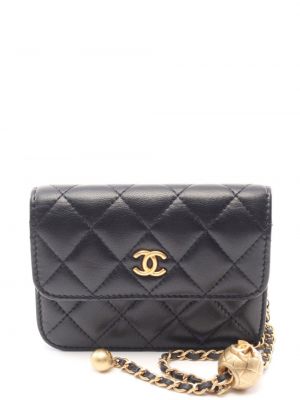 Listová kabelka s perlami Chanel Pre-owned čierna
