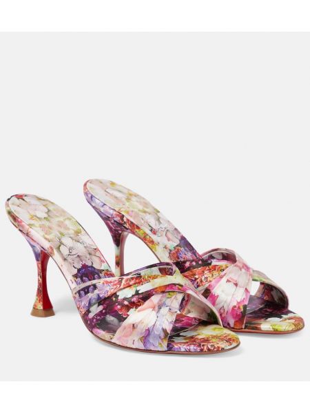 Копринени сатенени сандали на цветя Christian Louboutin