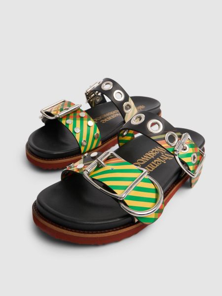 Kožené sandále bez podpätku Vivienne Westwood zelená