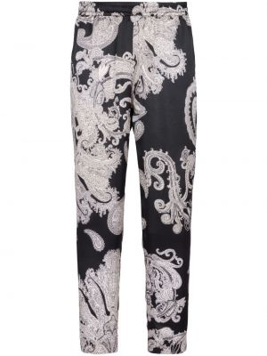 Pantaloni sport de mătase cu imagine cu model paisley Balmain negru