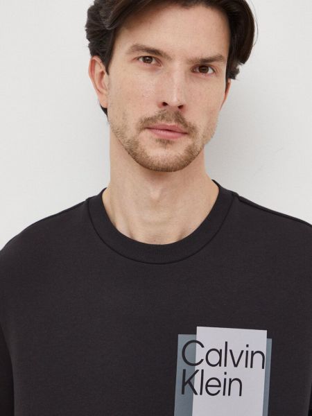 Mikina s potiskem Calvin Klein černá
