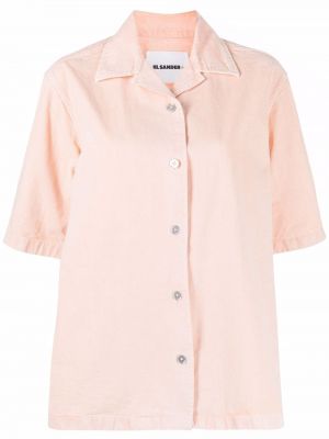 Bavlněná košile Jil Sander růžová
