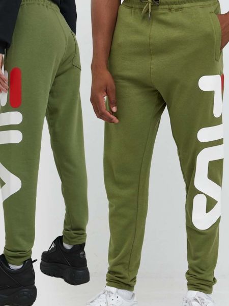 Spodnie sportowe z nadrukiem Fila zielone