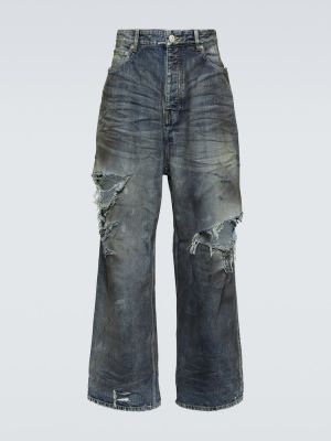 Straight leg jeans distressed baggy Balenciaga blu