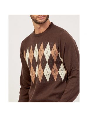 Jersey de lana con estampado de tela jersey Yes Zee marrón