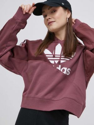 Bavlněná mikina s potiskem Adidas Originals růžová