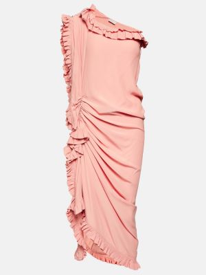 Миди рокля с волани Dries Van Noten розово