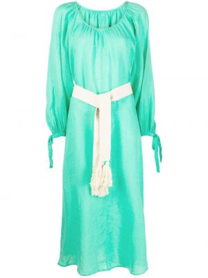 Ленена миди рокля 120% Lino зелено