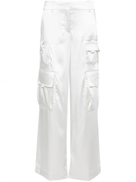 Ravne hlače z vezenjem Off-white bela