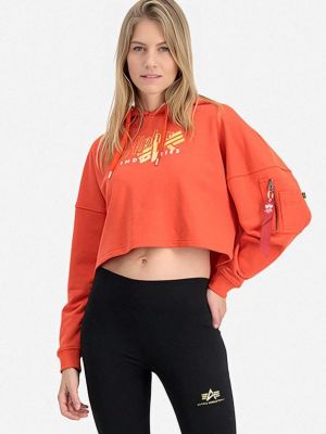 Оранжевый свитер с капюшоном с принтом Alpha Industries