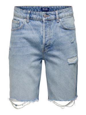 Voľné priliehavé džínsové šortky Only & Sons modrá