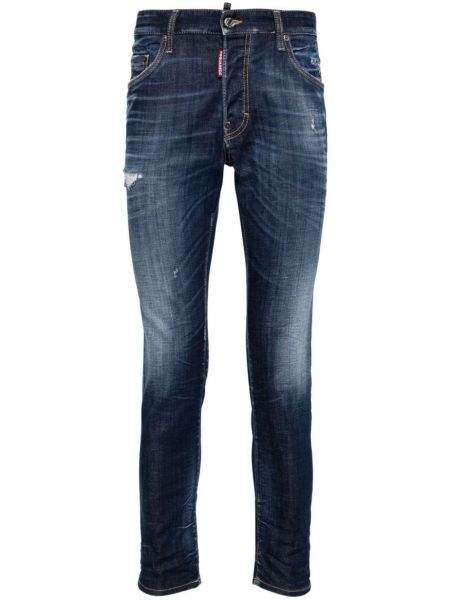 Sıkıntılı skinny fit jean pantolon Dsquared2 mavi