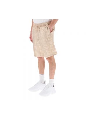 Pantalones cortos de seda a cuadros Burberry beige