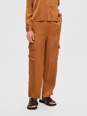 Pantalon cargo Selected Femme marron