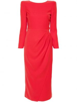 Midi haljina s draperijom od krep Emporio Armani crvena