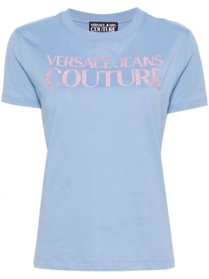 Bombažna majica Versace Jeans Couture modra