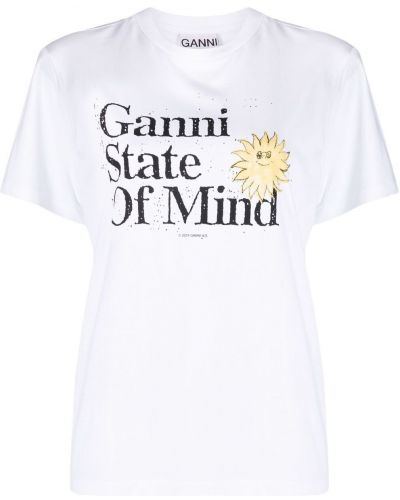 Camiseta con estampado Ganni blanco