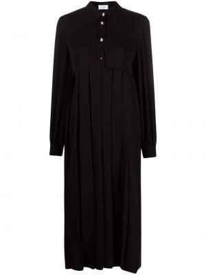 Seiden kleid mit plisseefalten Ferragamo schwarz