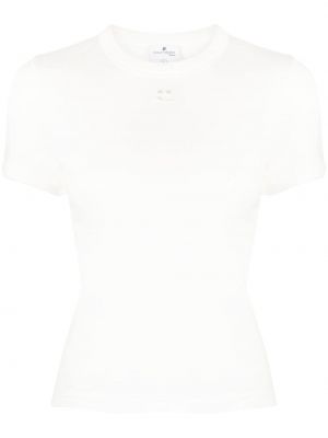 Тениска бродирана с кръгло деколте Courreges бяло