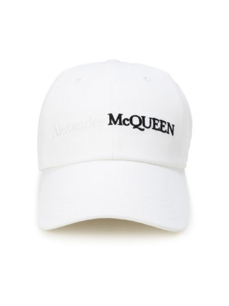 Haftowana czapka z daszkiem Alexander Mcqueen biała