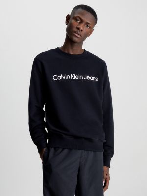 Sudadera con capucha de cuello redondo Calvin Klein Jeans negro