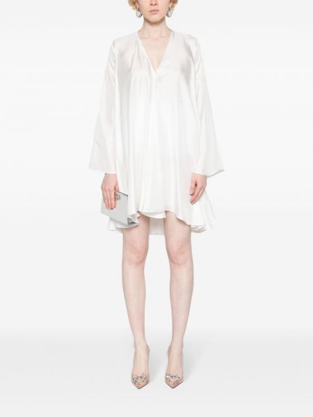 Hedvábné šaty s výstřihem do v Blanca Vita bílé
