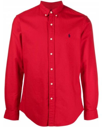 Camisa con bordado con bordado con capucha Polo Ralph Lauren rojo