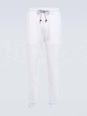 Pantalones de chándal de algodón Brunello Cucinelli blanco