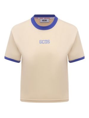 Хлопковая футболка Gcds бежевая