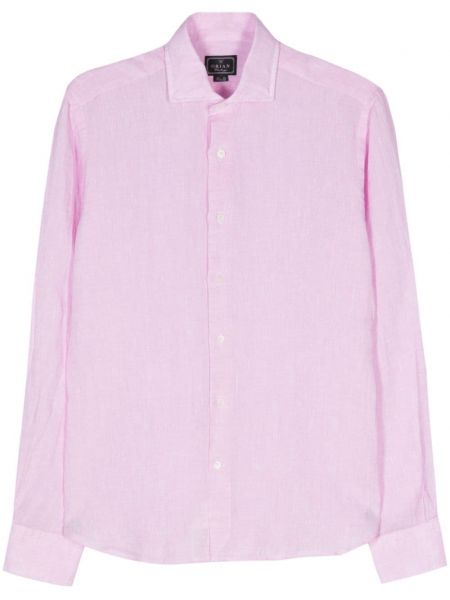 Λινό μακρύ πουκάμισο Orian ροζ