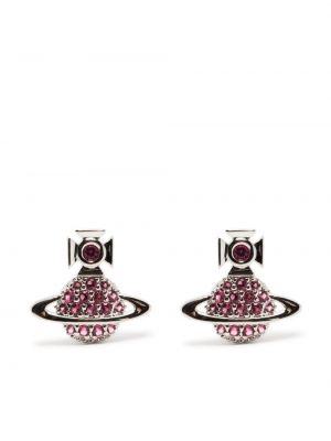 Srebrne kolczyki z kryształem Vivienne Westwood - różowy