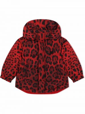 Leopard trykt lang jakke for jenter Dolce & Gabbana Kids rød