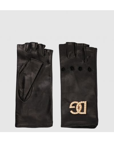 Шкіряні рукавички Dolce&gabbana, чорні
