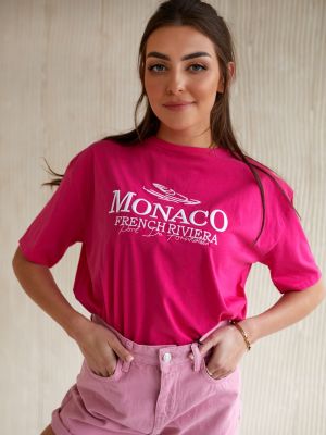 Памучна тениска бродирана Fasardi розово