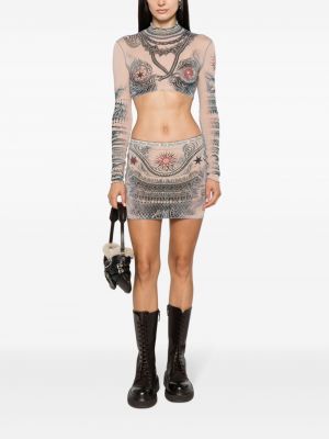 Mini spódniczka z nadrukiem z siateczką Jean Paul Gaultier