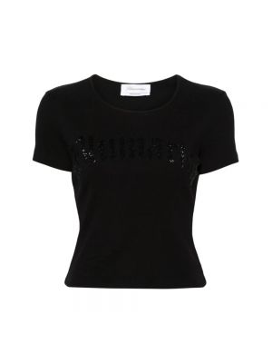 Koszulka z koralikami Blumarine czarna
