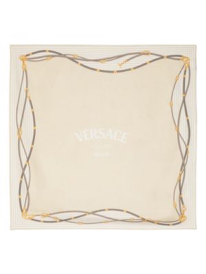 Копринен шал с принт Versace бежово