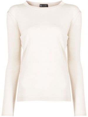 Прозрачен кашмирен копринен пуловер Colombo бяло