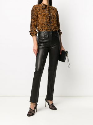 Blusa con estampado con rayas de tigre Saint Laurent marrón