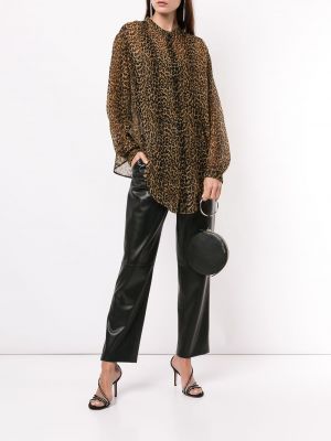 Camisa leopardo Saint Laurent marrón