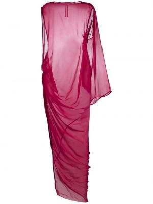 Asimetrična dolga obleka z draperijo Rick Owens roza