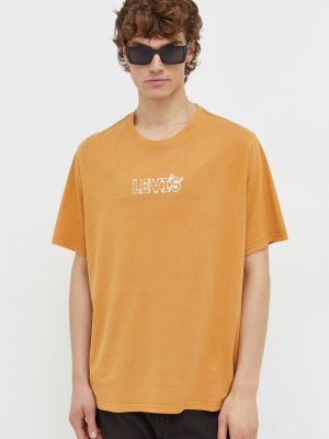 Koszulka bawełniana z nadrukiem Levi's pomarańczowa