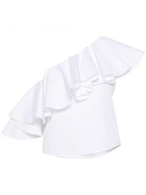 Ασύμμετρη βαμβακερή μπλούζα Giambattista Valli λευκό