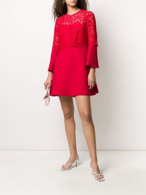 Mini vestido de encaje Valentino rojo