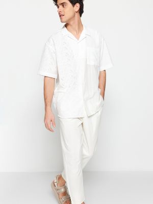 Oversized πουκάμισο Trendyol λευκό