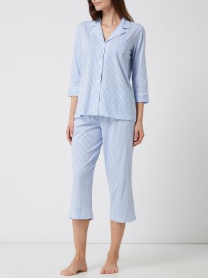 Piżama w paski Lauren Ralph Lauren niebieska