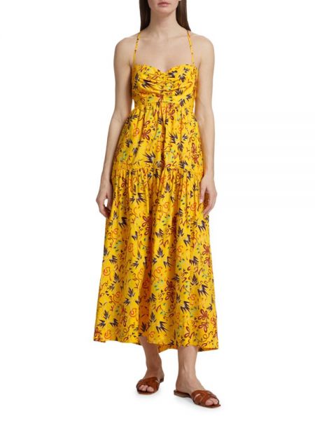 Длинное платье в цветочек с принтом Alc желтое