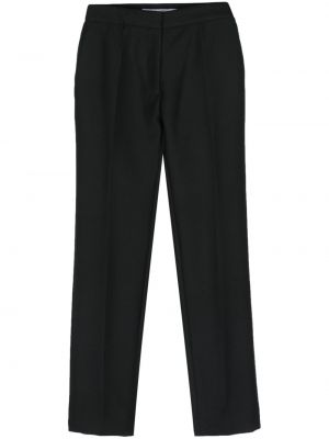 Vlněné rovné kalhoty Christian Dior černé