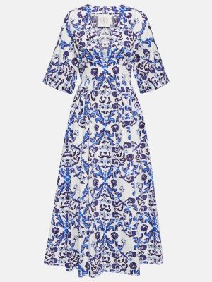 Sukienka długa bawełniana z nadrukiem Emilia Wickstead niebieska